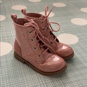 Pink Sparkle Combat Boots